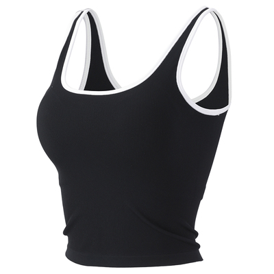 撞色运动健身服带胸垫瑜伽背心女