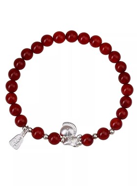 足银生肖马上有钱黑曜石水晶手链