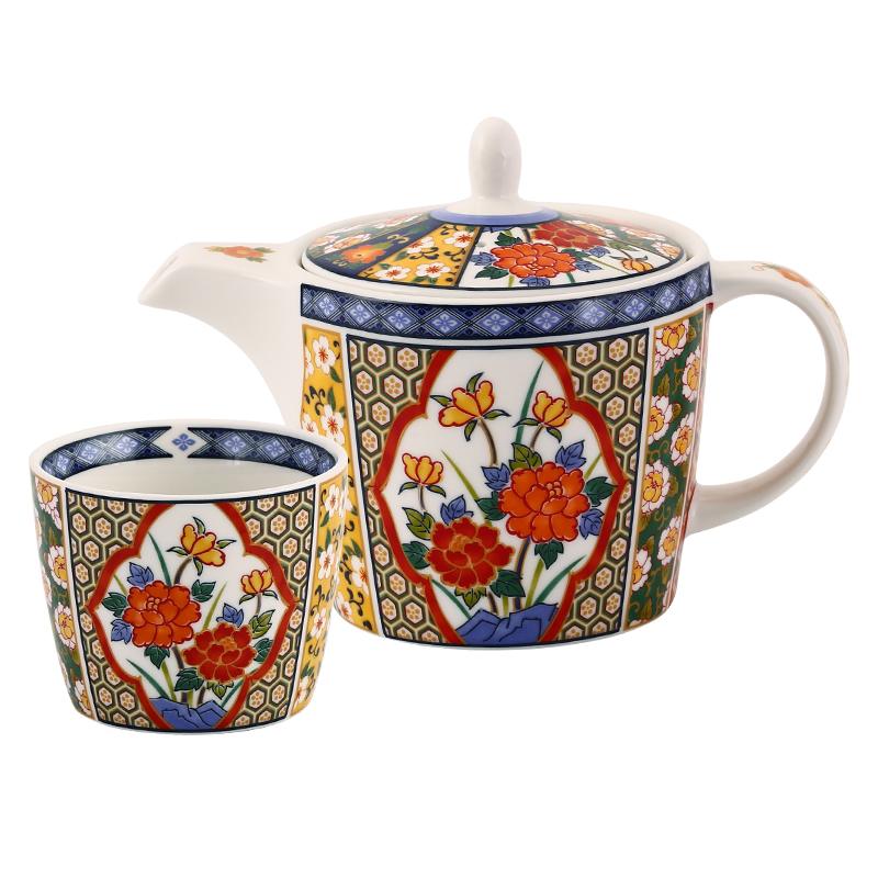 千代源绚烂锦茶具套装家用日式宫廷风一壶五杯整套陶瓷泡茶壶茶杯