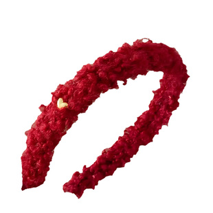 新年红色羊羔毛绒爱心发箍女高颅顶头箍日常外戴显脸小压发卡头饰