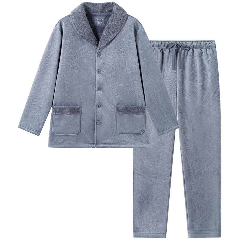 舒雅男士舒棉绒加厚家居服套装