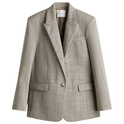 HM女装西装2025冬季新款羊毛混纺西服正装职业通勤外套1303033