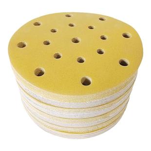 6寸17孔干磨砂纸 圆形植绒黄砂汽车金属木器打磨抛光适用于费斯托