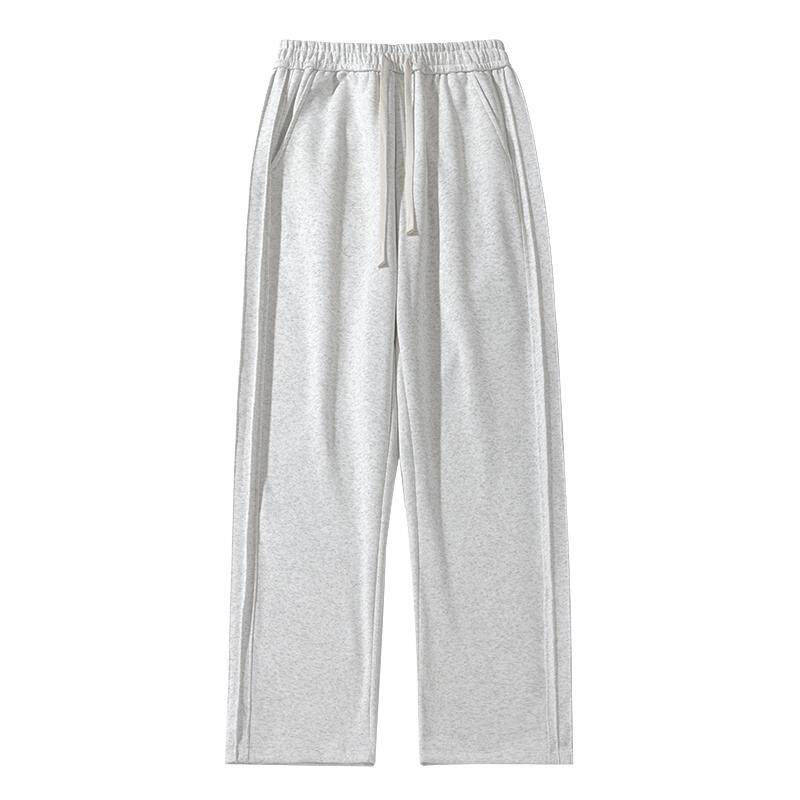 潮牌宽松休闲卫裤男秋季美式复古灰色阔腿裤子青少年垂感运动长裤