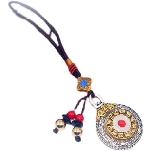 西藏特色九宫八卦牌吊坠六字真言汽车挂件男女款情侣包包钥匙挂饰