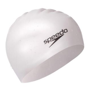 Speedo速比涛舒适护耳男女长发加大弹力防水硅胶不勒儿童训练泳帽