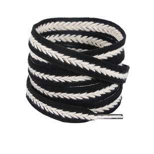 麦穗鞋带帆布鞋小白鞋编织黑白色宽扁平粗绳1.5cm麻花鞋带男女款