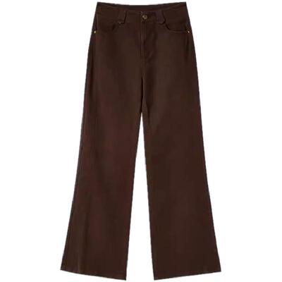 念奴娇美拉德牛仔微喇裤女秋冬高腰宽松长裤女厚款休闲裤女牛仔裤