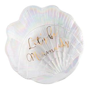 创意玻璃贝壳幻彩首饰盘小饰物收纳盘北欧风小碟子拍照耳环戒指