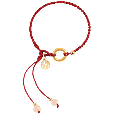 足银平安扣红绳手链女本命年手绳