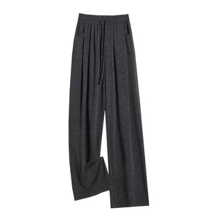 灰色糯米裤女2026新款冬季垂坠感小个子休闲直筒窄版阔腿加绒裤子