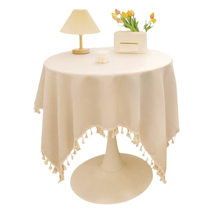 ins风高级感轻奢日系棉麻圆桌餐桌桌垫书桌桌布网红装饰背景布