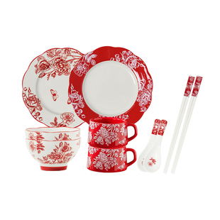 陶瓷餐盘新婚礼物送新人新娘订婚菜盘子家用餐具套装乔迁伴手礼盒