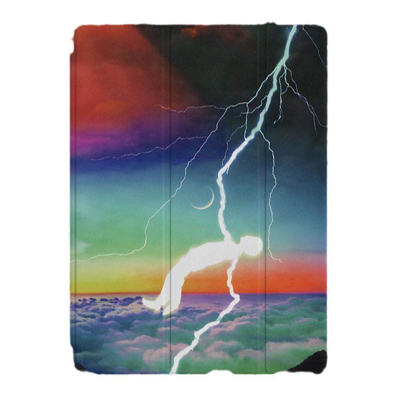 原创艺术美式闪电星空夕阳宇宙复古云海适用于苹果2022款iPadPro12.9/11三折保护壳air5/mini6防摔ipad10华为