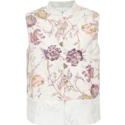 【浅叙花事】粉蓝衣橱2026春装新中式立体珠片绣花无袖马甲女开衫