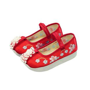 中国风古代格格鞋厚底2025新款绣花公主鞋女童宋制汉服登云履戏曲