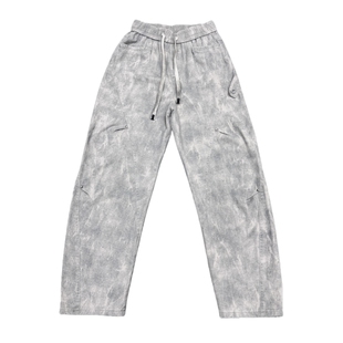 2026春季新款痞帅工装休闲裤男款拼接潮流宽松直筒阔腿裤抽绳长裤