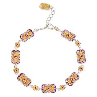 宫里上新足银手链女款纯银实心9999珐琅古法银饰生日礼物送妈妈