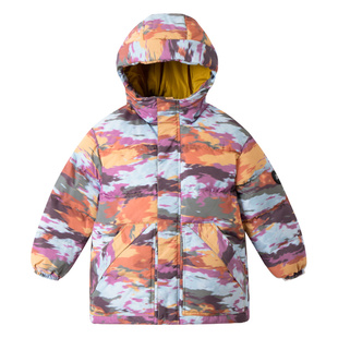 安奈儿童装男女童中长款羽绒服2024冬装新款中大童迷彩时尚外套