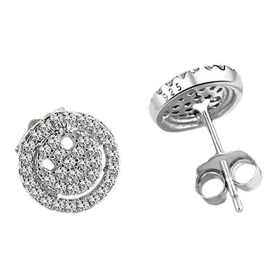 纯银闪钻情人节礼物嘻哈风耳钉