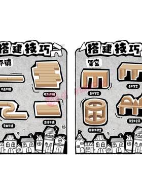 幼儿园搭建技巧建构区环创墙贴画
