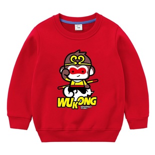 冬季童装新款男女童孙悟空美猴王筋斗云加绒上衣儿童加厚保暖卫衣