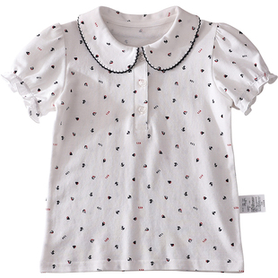 女童短袖T恤夏装2025新款童装儿童纯棉半袖打底衫男童运动POLO衫