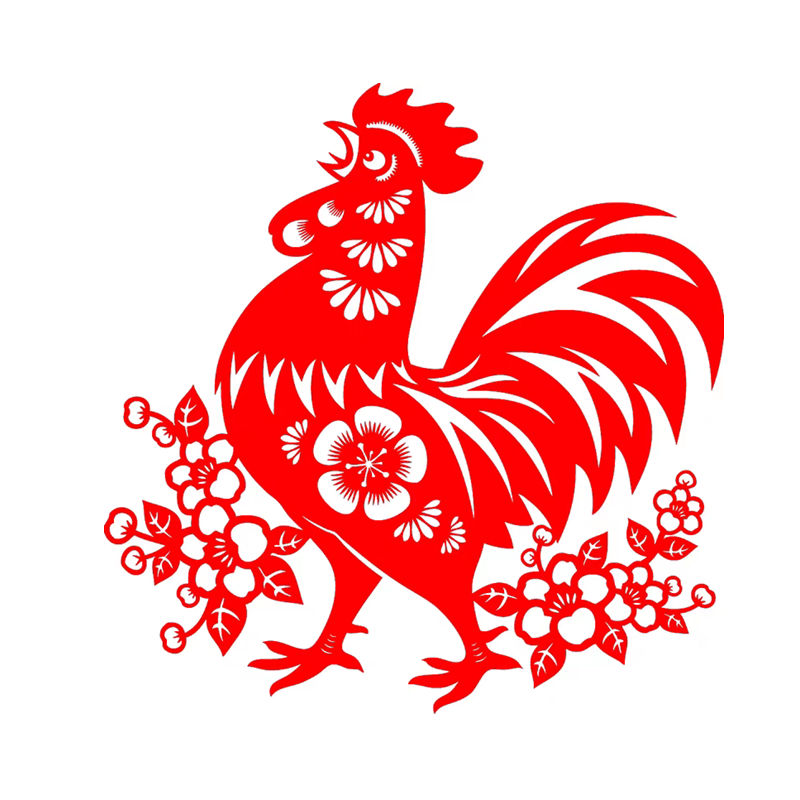 公鸡剪纸墙贴自粘防水车贴玻璃门装饰贴纸红色遮瑕可移除的贴纸画
