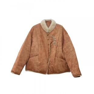 布符新中式「焦糖色毛领国风鹅绒服」2025年冬季女短款保暖羽绒服