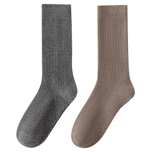 袜子男士高筒袜纯色棉袜秋冬防臭西装长筒袜黑色无骨酒红长袜男袜