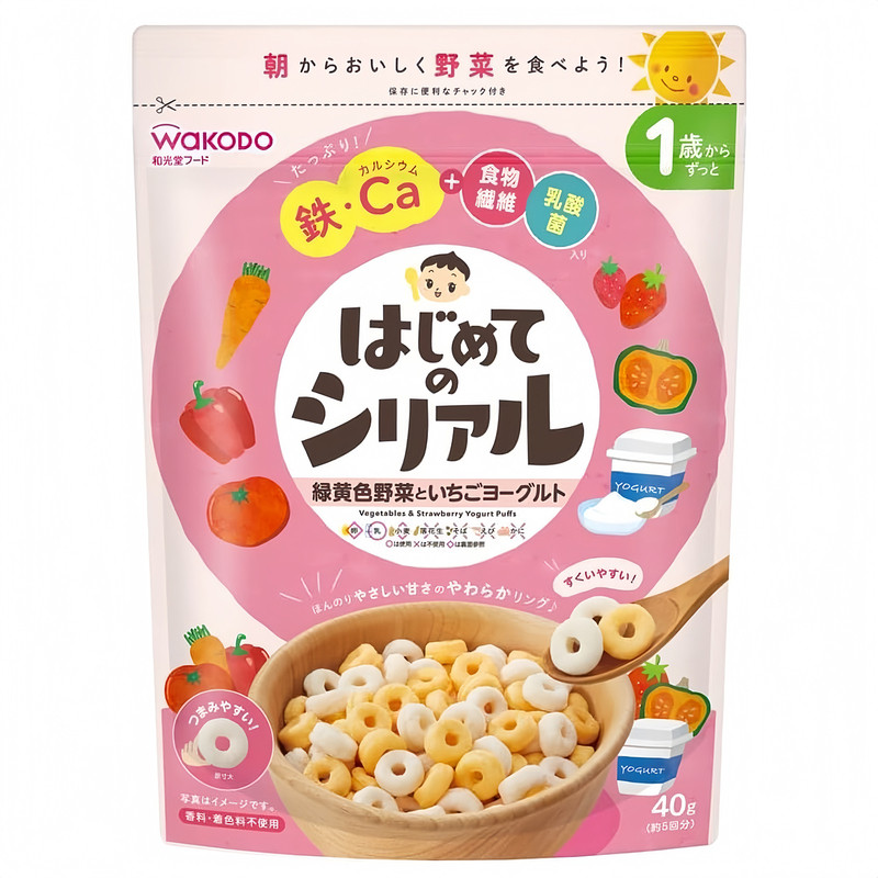 日本进口和光堂宝宝谷物圈麦片泡芙蔬菜水果味高钙铁儿童辅食1岁+