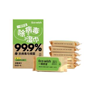 【除甲流H3N2】ecowish除病毒湿巾6抽/包便携0酒精甲流乙流消杀