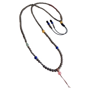 茶水晶珠链本命年项链手工编绳金饰脖颈挂绳八宝罗盘四美葫芦配绳