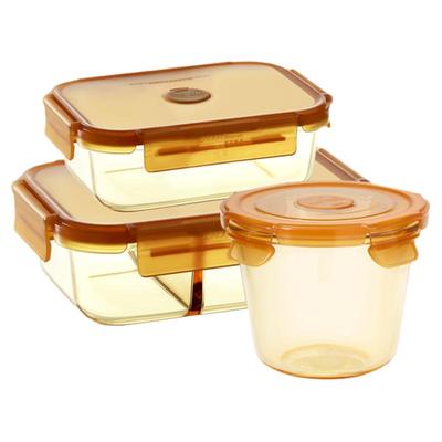 康宁琥珀玻璃饭盒微波炉加热专用上班族带饭餐盒保鲜盒冰箱收纳盒