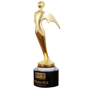 金属奖杯定制创意锌合金小飞人奥斯卡小金人制作荣誉水晶奖杯定做