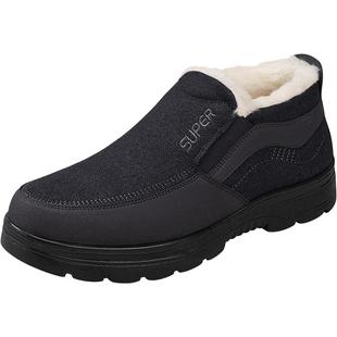 老北京布鞋男冬加绒加厚羊毛中老年人爸爸鞋防水防滑保暖老人棉鞋