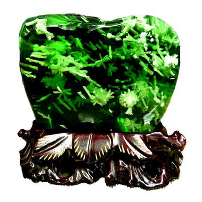 琉璃原石绿水晶石头摆件