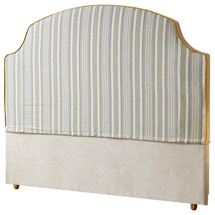 丰范高档布艺榻榻米软包床头板法式复古条纹可定制落地半拆床屏