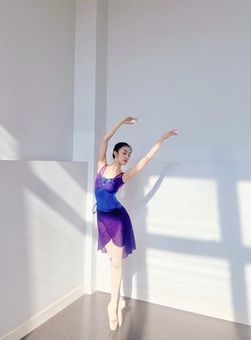 Elegante 舞蹈芭蕾体服 月夜蔷薇无袖款体服 细闪面料猫眼石扣