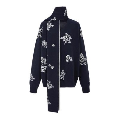 FUNNEL IN原创设计V领花朵嵌花宽松套头毛衣针织衫入秋高级感穿搭