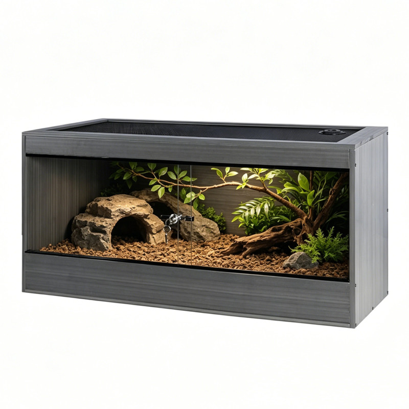 Reptizoo瑞皮豹纹守宫鬃狮蜥爬宠龙纹翡翠钙塑饲养箱蜘蛛爬虫爬缸