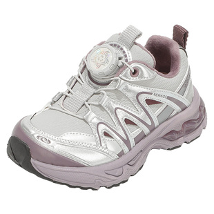 舞玛女童运动鞋2025新款冬季小女孩旋转纽扣加绒保暖女童老爹鞋子