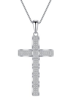 加大银十字架纯银男女满钻超闪