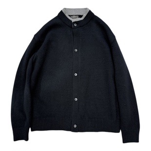 秋季新款设计感QFO圆领针织开衫男潮流宽松休闲百搭长袖毛衣外套