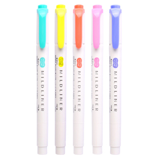日本ZEBRA斑马荧光色笔WKT7淡色双头荧光标记笔学生用手帐文具记号做笔记彩色划重点荧光笔自然系新色彩色笔