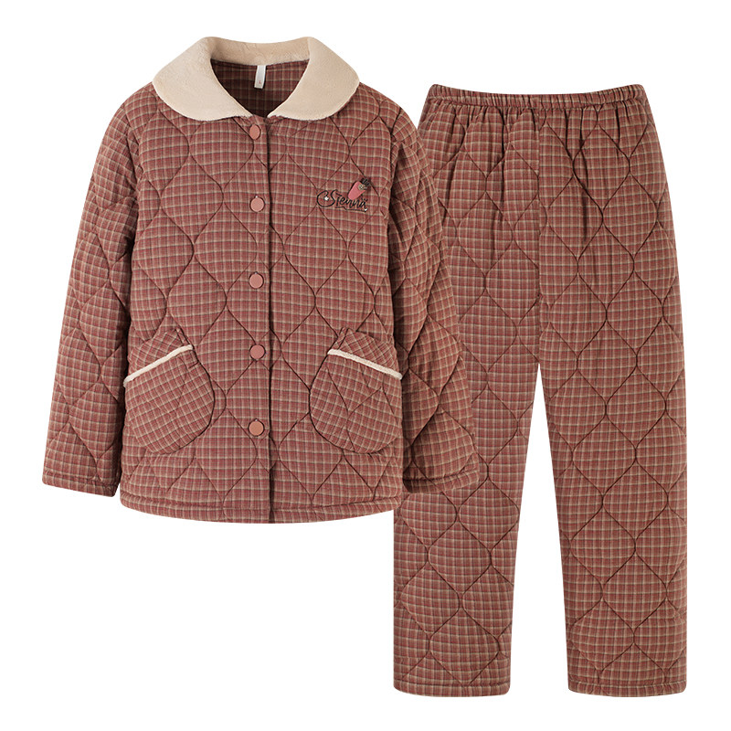 康汝雅冬季加厚纯棉布夹棉家居服