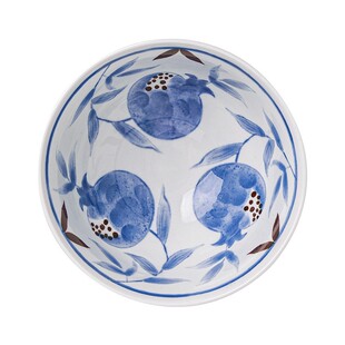 青花石榴釉下彩炒菜圆形深盘子家用水果凉菜摆拍照盘陶瓷创意餐具