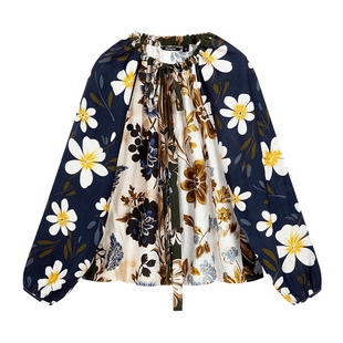 Desigual拼块印花插片设计女士衬衫