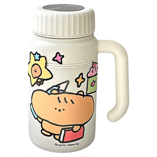 高颜值保温杯女生带把手大容量水杯茶水分离办公室泡茶杯子男礼物