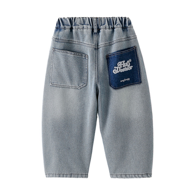 男童加绒牛仔裤2025秋冬新款儿童加绒加厚一体绒休闲长裤子冬装